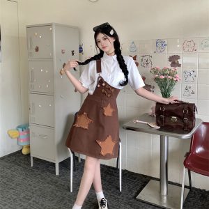 One-Shoulder Strap Denim Dress 2026 Summer Retro A-Line Slimming Short Dress