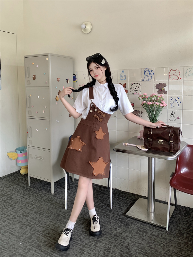 One-Shoulder Strap Denim Dress 2026 Summer Retro A-Line Slimming Short Dress