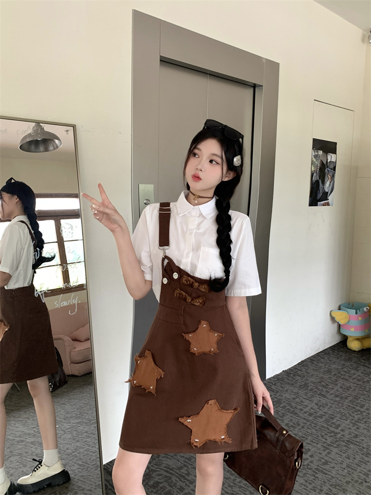 One-Shoulder Strap Denim Dress 2026 Summer Retro A-Line Slimming Short Dress - Image 2