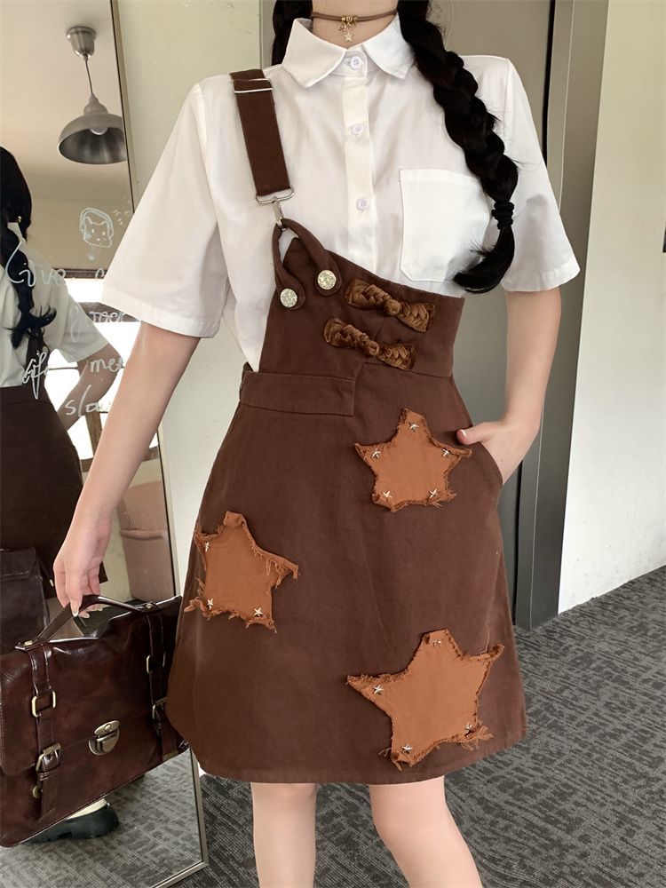 One-Shoulder Strap Denim Dress 2026 Summer Retro A-Line Slimming Short Dress - Image 3