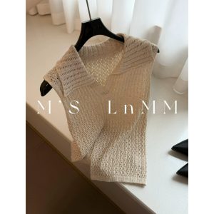 Old Money Apricot Openwork Collar Knit Tank Top for Women Summer Sleeveless Camisole