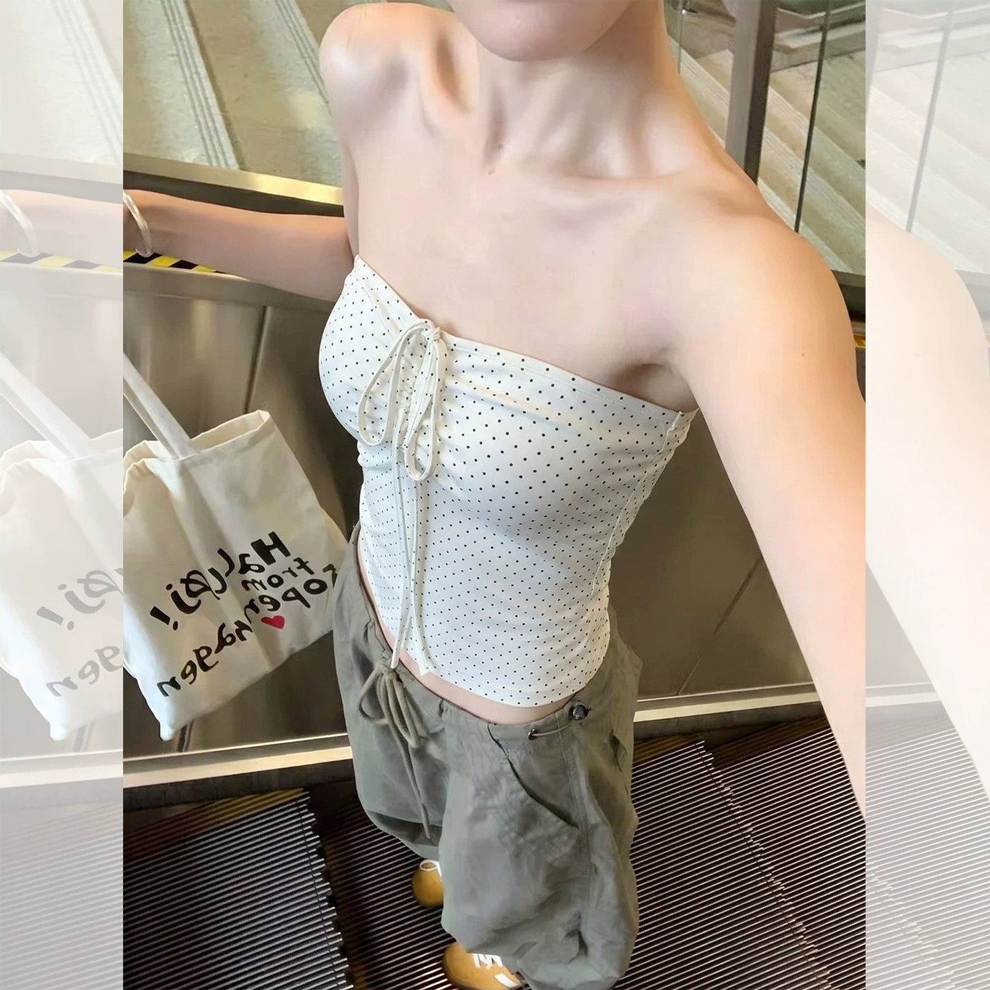 Women's Polka Dot Strapless Halter Cami Top Summer Sleeveless Design - Image 3