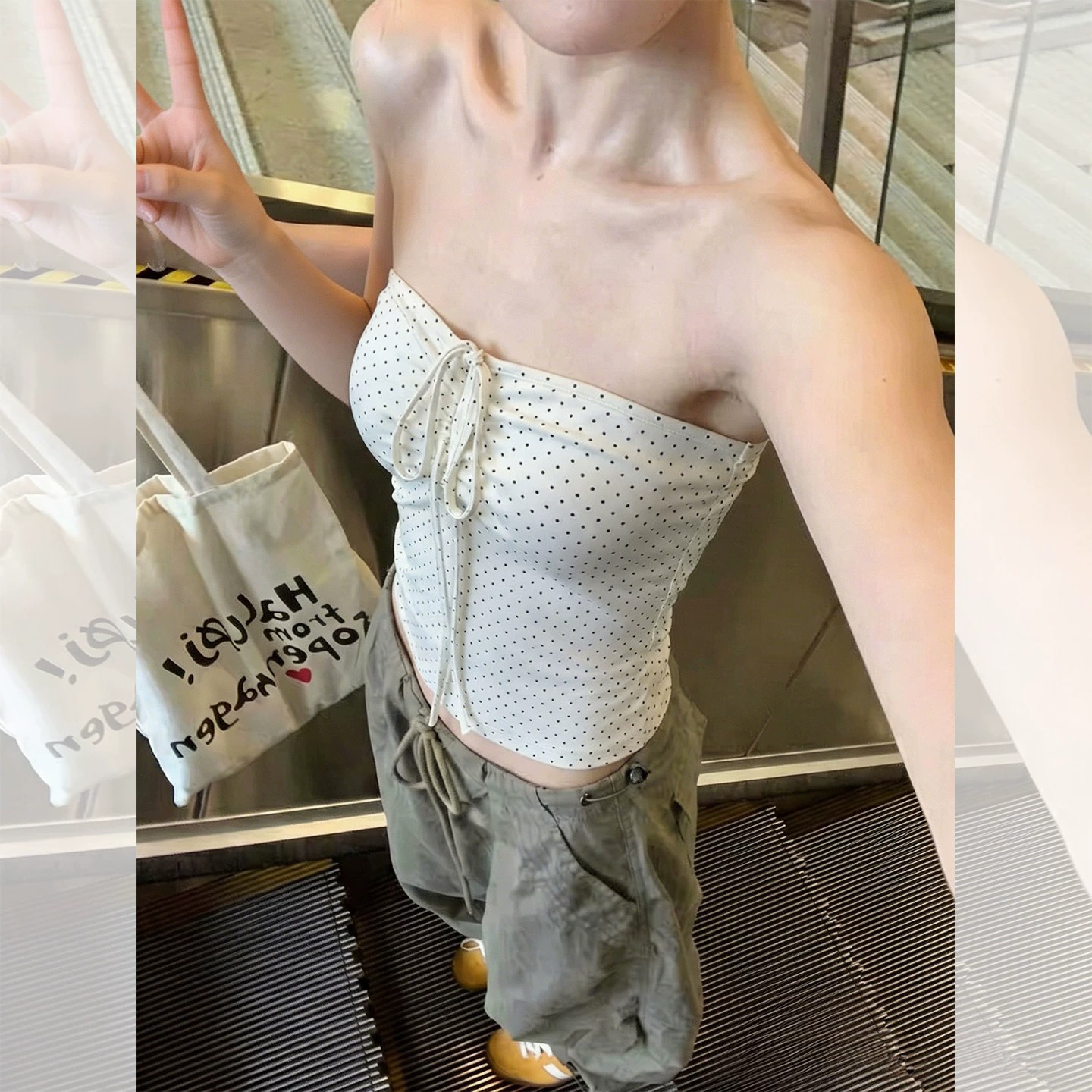 Women's Polka Dot Strapless Halter Cami Top Summer Sleeveless Design - Image 2