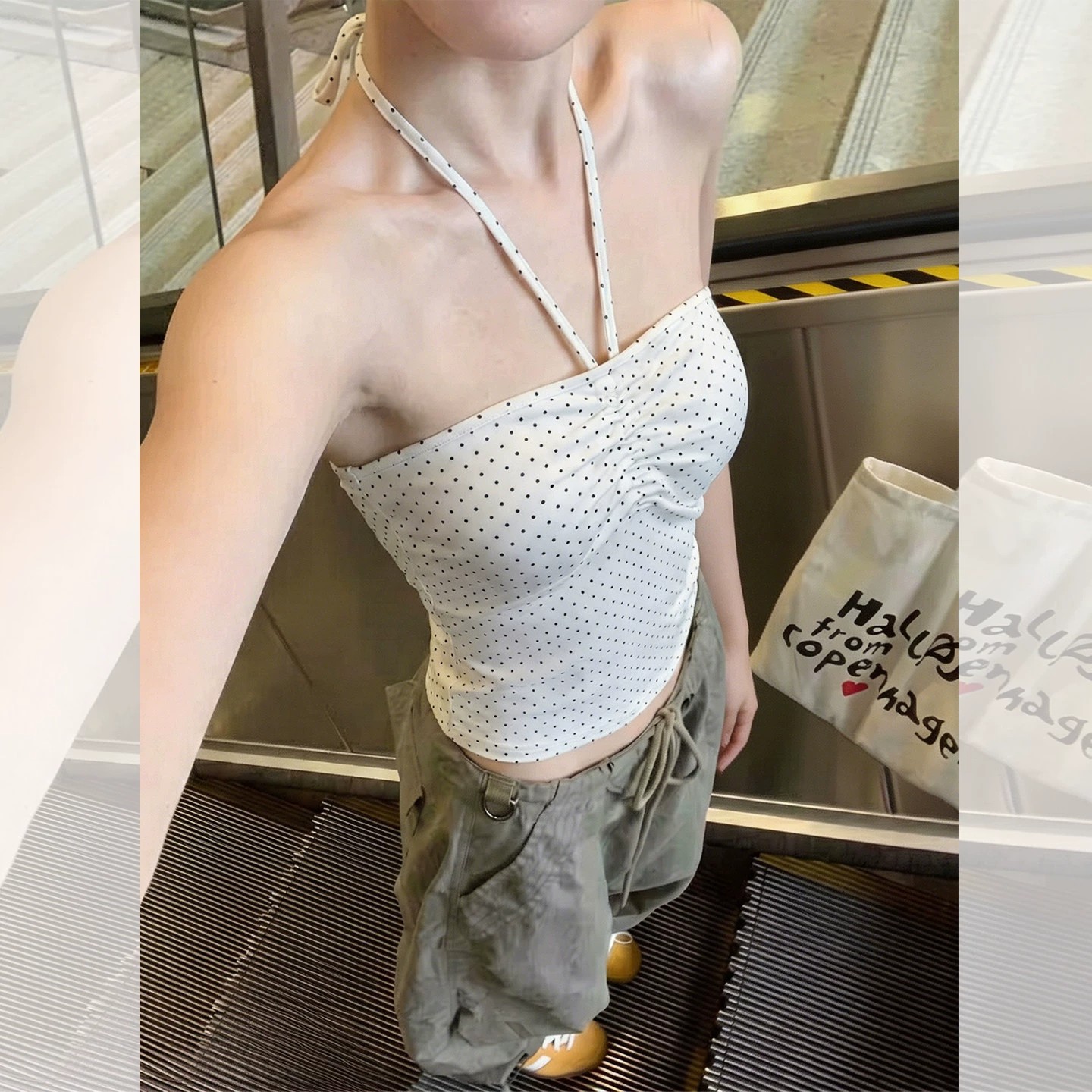 Women's Polka Dot Strapless Halter Cami Top Summer Sleeveless Design - Image 5