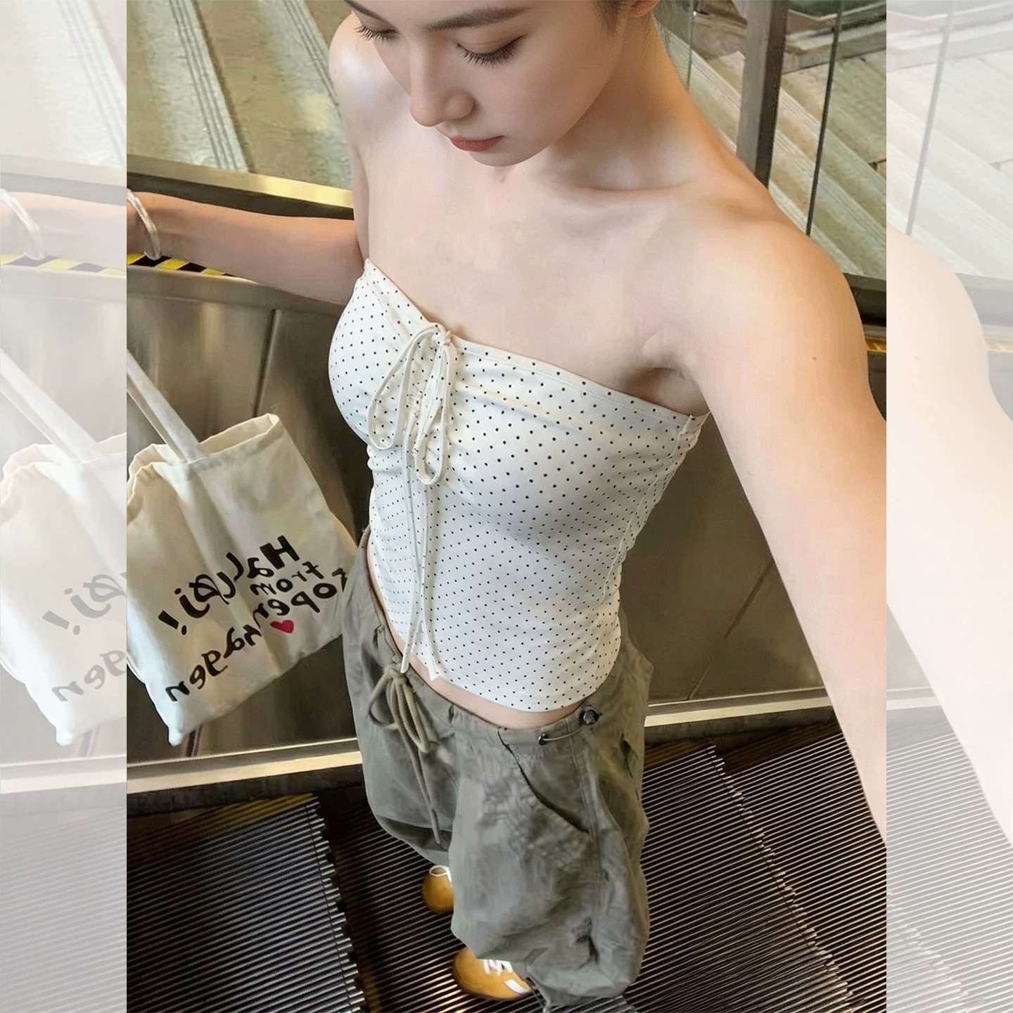 Women's Polka Dot Strapless Halter Cami Top Summer Sleeveless Design - Image 4