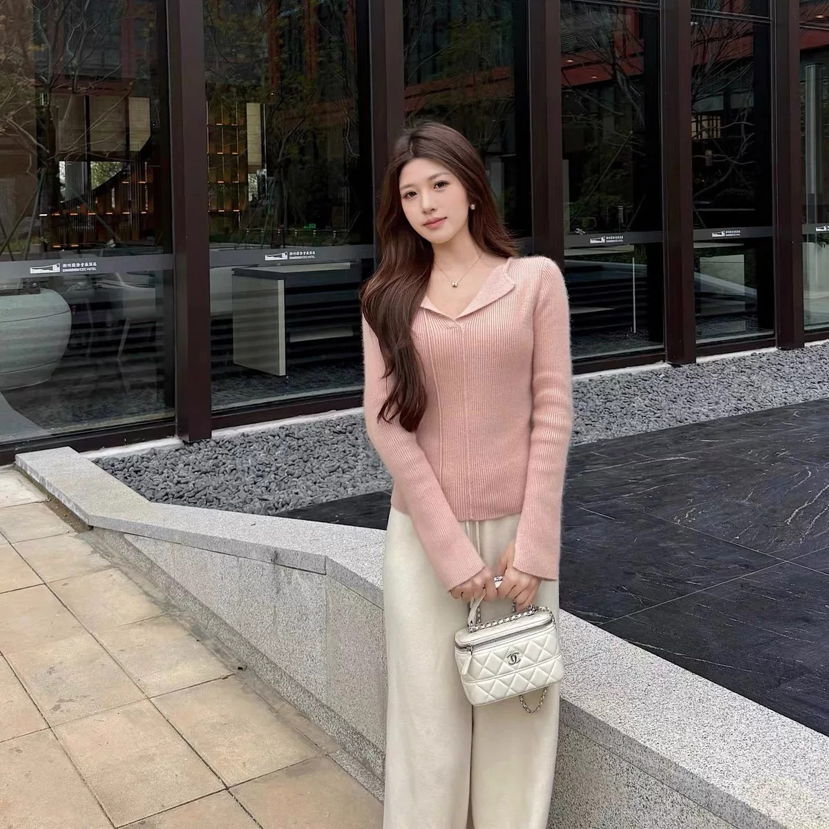 Women's V-Neck Slim Knit Sweater Long Sleeve Pullover Top - Image 4