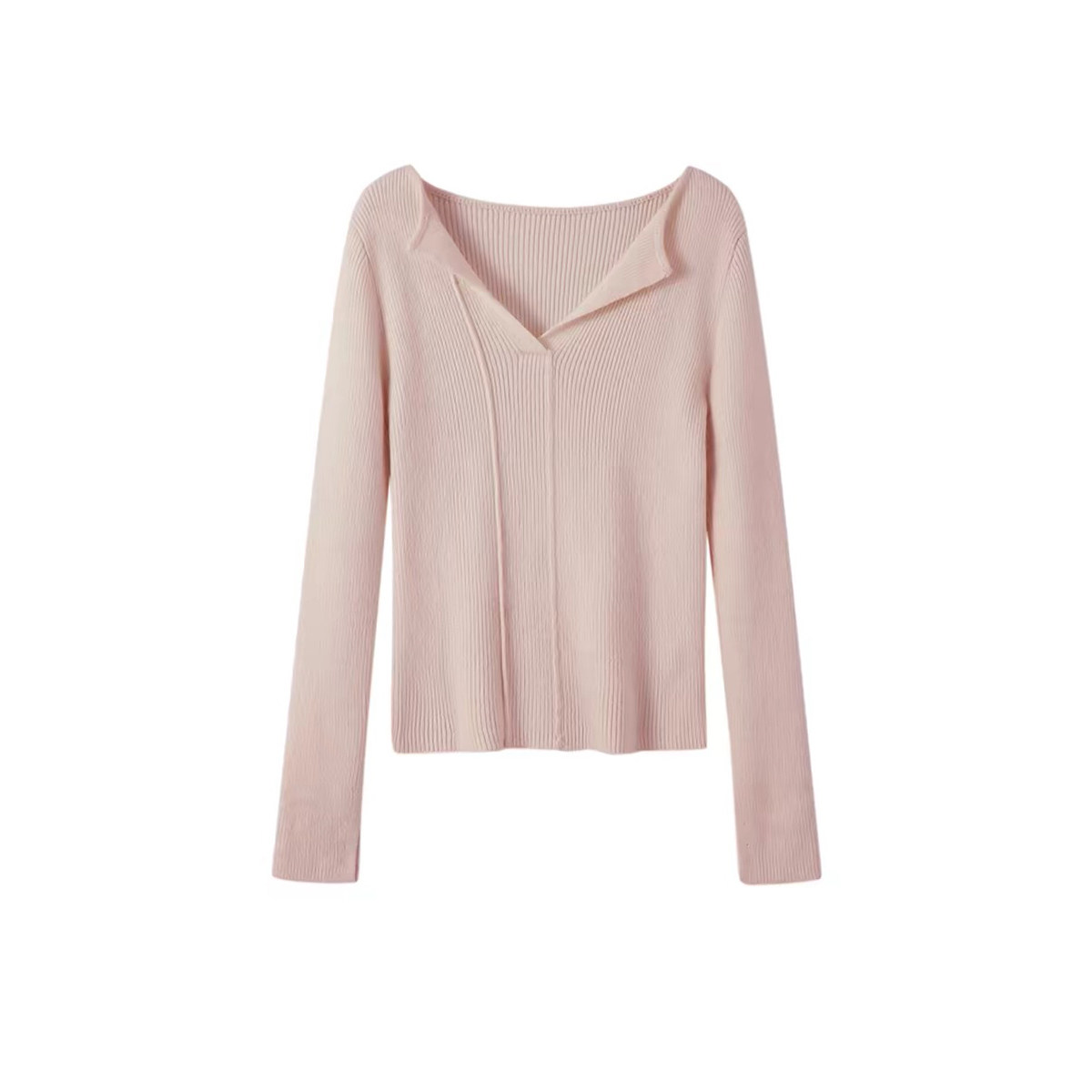 Women's V-Neck Slim Knit Sweater Long Sleeve Pullover Top - Image 5
