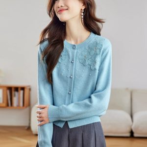 2026 Autumn New Women's 3D Floral Knit Cardigan Sweater Coat
